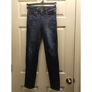 American Eagle Womens Size 2 Long Next Level Stretch Dark Wash Skinny Blue Jeans